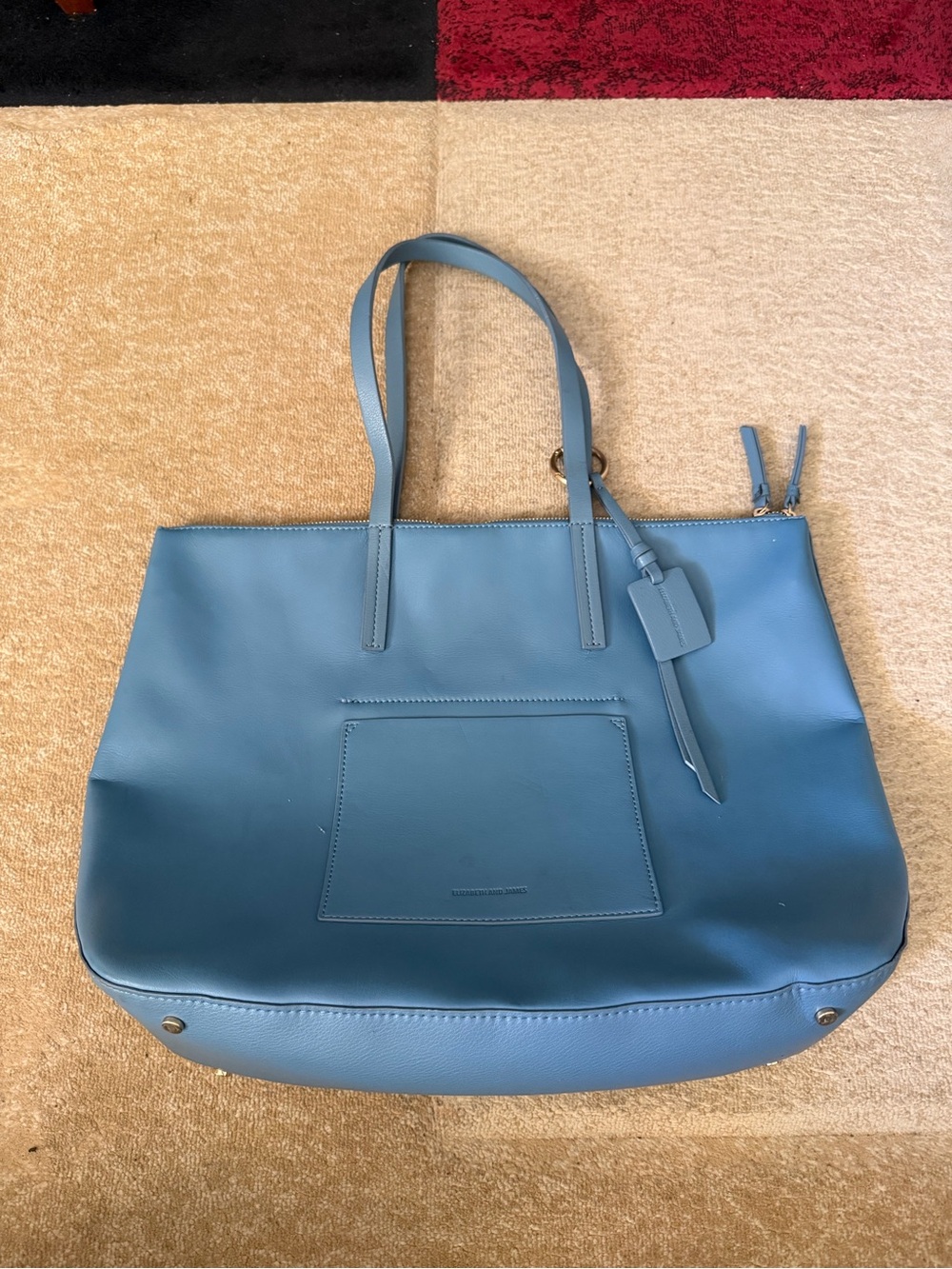 Elizabeth and James Blue Leather Tote Bag Large Shopper Shoulder Bag